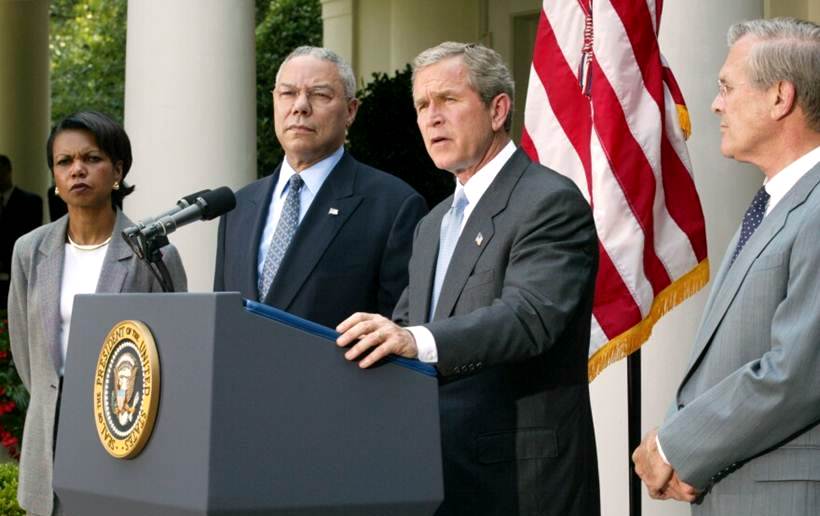  Presidente George W. Bush, Condoleezza Rice, Colin Powell e Donald Rumsfeld 