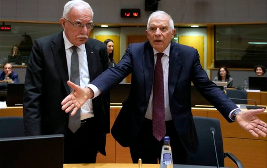 Il rappresentante esteri Ue Borrel e il ministro palestinese sconsolati