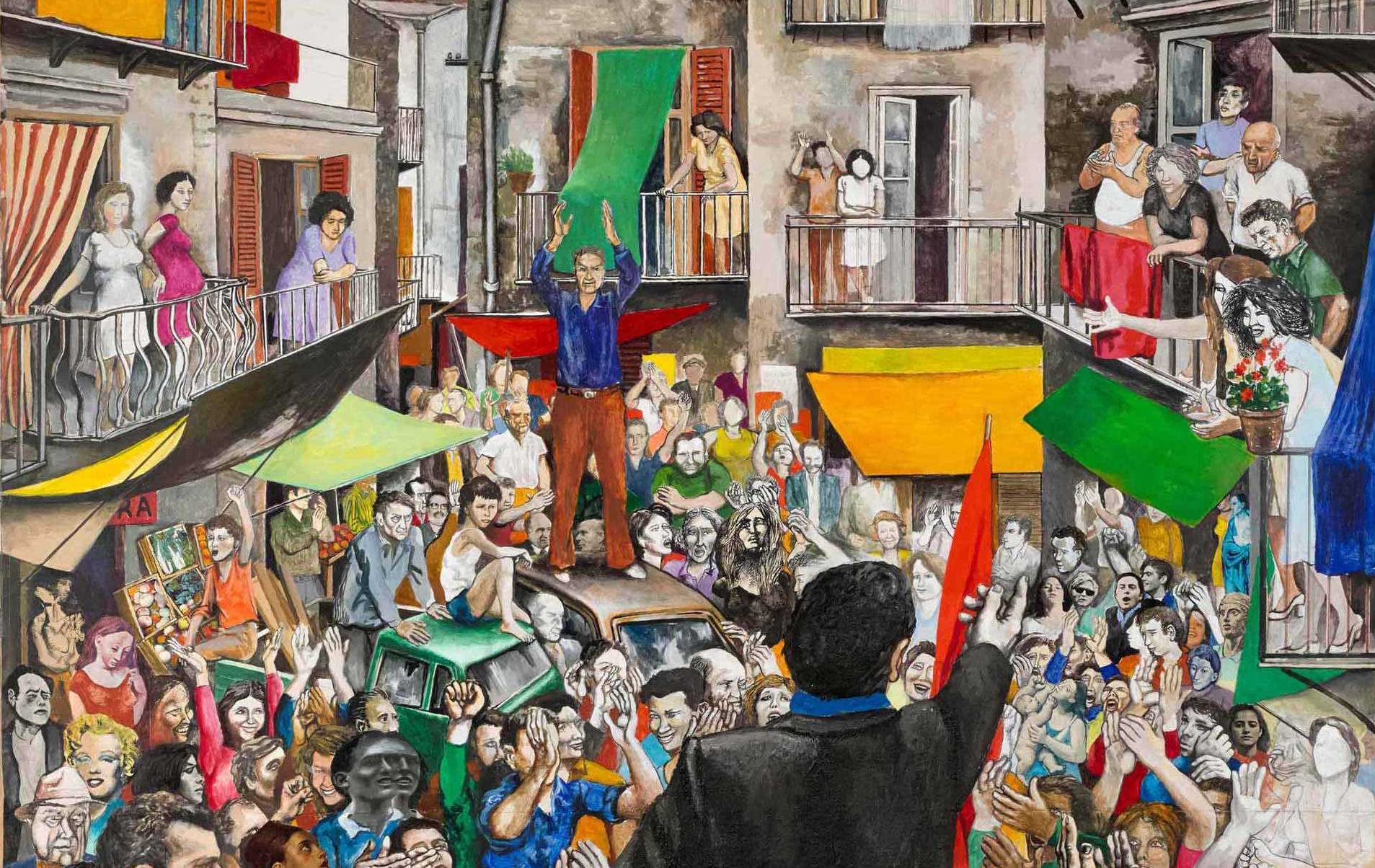 Renato Guttuso – Comizio di quartiere, 1975.